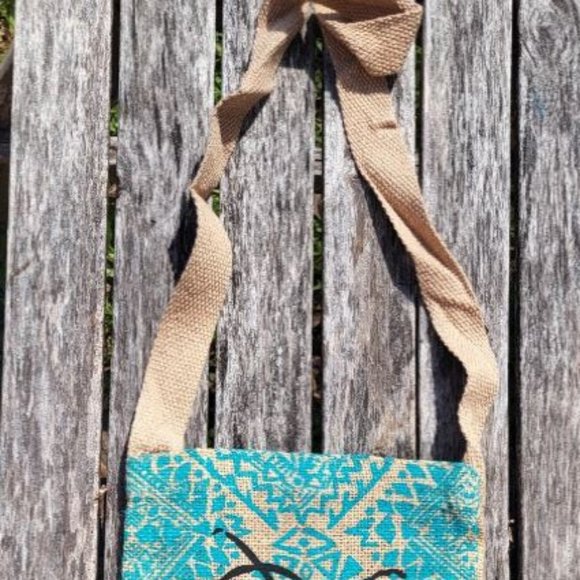 DMB Firedancer Jute Burlap Shoulder Bag Purse - Picture 2 of 5